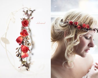 Couronne de mariée rustique, mariage de coiffe, couronne de fleurs, couronne de fée, coiffe de fleur de mariée, bijoux de cheveux rustiques. Couronne de cheveux