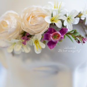 Romantischer Braut Blumenkranz . Hochzeit Haarschmuck . Elfenkrone . bridal headpiece flower . hair crown . flower hair wreath . hair crown