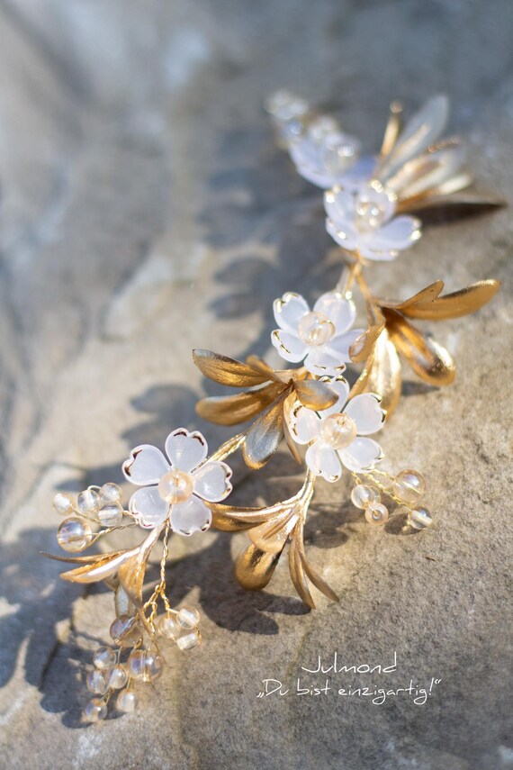 Elegant Gold Floral Hair Accessory Gold Floral Wedding Hair Pins, Bridal Hair Accessories (set  main image 2
