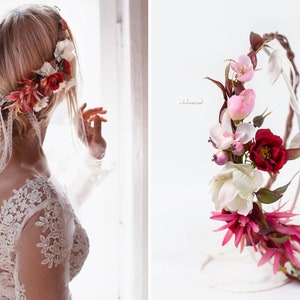 Haarschmuck Braut Blumenkranz Haare | Elfenkrone Haarkranz Blumen | Haarschmuck Blumen Brautkranz | Haarkrone Boho Braut Haarband Blumen