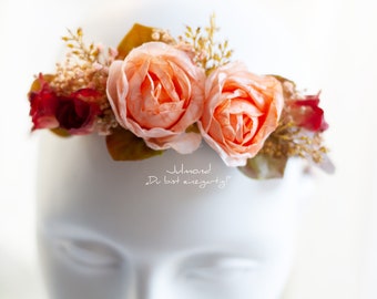 Rosen Blumen Haarschmuck Braut . romantic flower hair crown . wedding headpieces for bride . bridal fairy crown with flower . hair wreath