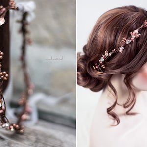 rustic fairy crown in rose gold Haarschmuck Braut Hochzeit Boho Haarschmuck Diadem bridal elfen hair crown wedding pearl headpieces Bild 5