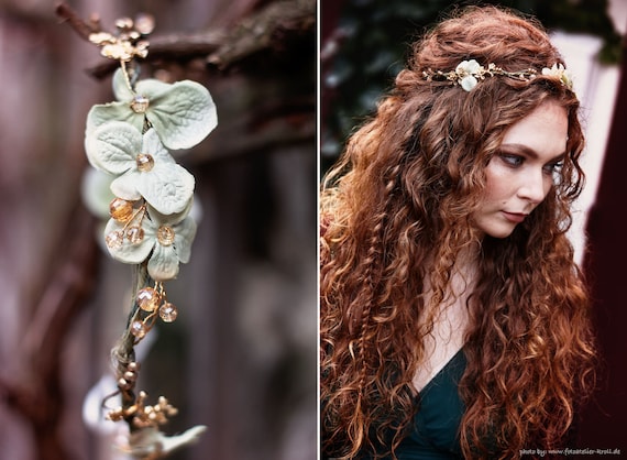 Elven Crown Hair Accessories For The Bride In Boho Style Etsy