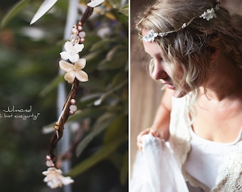 Coiffe de mariée rustique Boho Mariage | Bride Romantic Hair Band | Tiare nuptiale | mariage Boho Bride Flower Hair Jewelry | Tiare de la couronne elfe