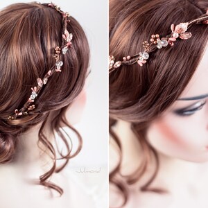 rustic fairy crown in rose gold Haarschmuck Braut Hochzeit Boho Haarschmuck Diadem bridal elfen hair crown wedding pearl headpieces Bild 9