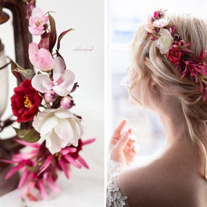 Accessoires pour cheveux Bride Flower Wreath Hair Couronne de cheveux Elfenkrone Fleurs Accessoires pour cheveux Fleurs Couronne de mariée Couronne de cheveux Boho Bridal Hair Band Fleurs image 2