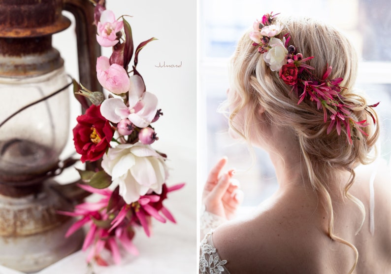 Accessoires pour cheveux Bride Flower Wreath Hair Couronne de cheveux Elfenkrone Fleurs Accessoires pour cheveux Fleurs Couronne de mariée Couronne de cheveux Boho Bridal Hair Band Fleurs image 2