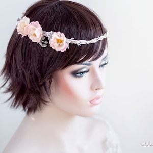 Blumenkranz Rosa . Haarschmuck Rosen , Elfenkrone Haarschmuck Braut , Haarband mit Blumen . flower headpiece . Hochzeit Haarkranz Blumen