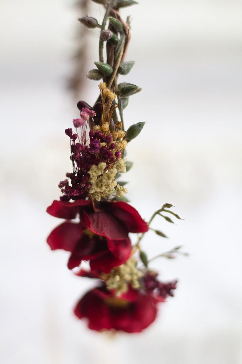 Rustic Hair Accessory with Red Roses – Wedding Flower Crown, Bridal Hairpiece, Red Rose Hair Wreath, Bridal Flower Accessory, Hair Crown image 2