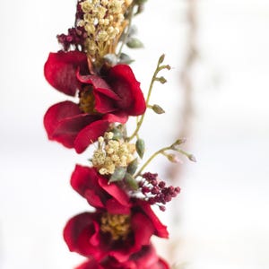 Rustic Hair Accessory with Red Roses – Wedding Flower Crown, Bridal Hairpiece, Red Rose Hair Wreath, Bridal Flower Accessory, Hair Crown image 7