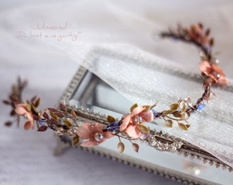 Accessoires pour cheveux de mariée . Couronne de fleurs de mariage . Bijoux de cheveux de fée de mariée . Coiffes de fleurs de mariage . Couronne d’elfe . Couronne de poils de fleur . Serre-tête