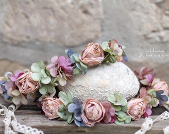 Braut Haarschmuck Blumen | Romantischer Blumenkranz | Haarband Blumen | Blumen Krone | Elfen Krone | Blumenkranz Haare | Boho Haarschmuck