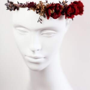 Rustic Hair Accessory with Red Roses – Wedding Flower Crown, Bridal Hairpiece, Red Rose Hair Wreath, Bridal Flower Accessory, Hair Crown image 11