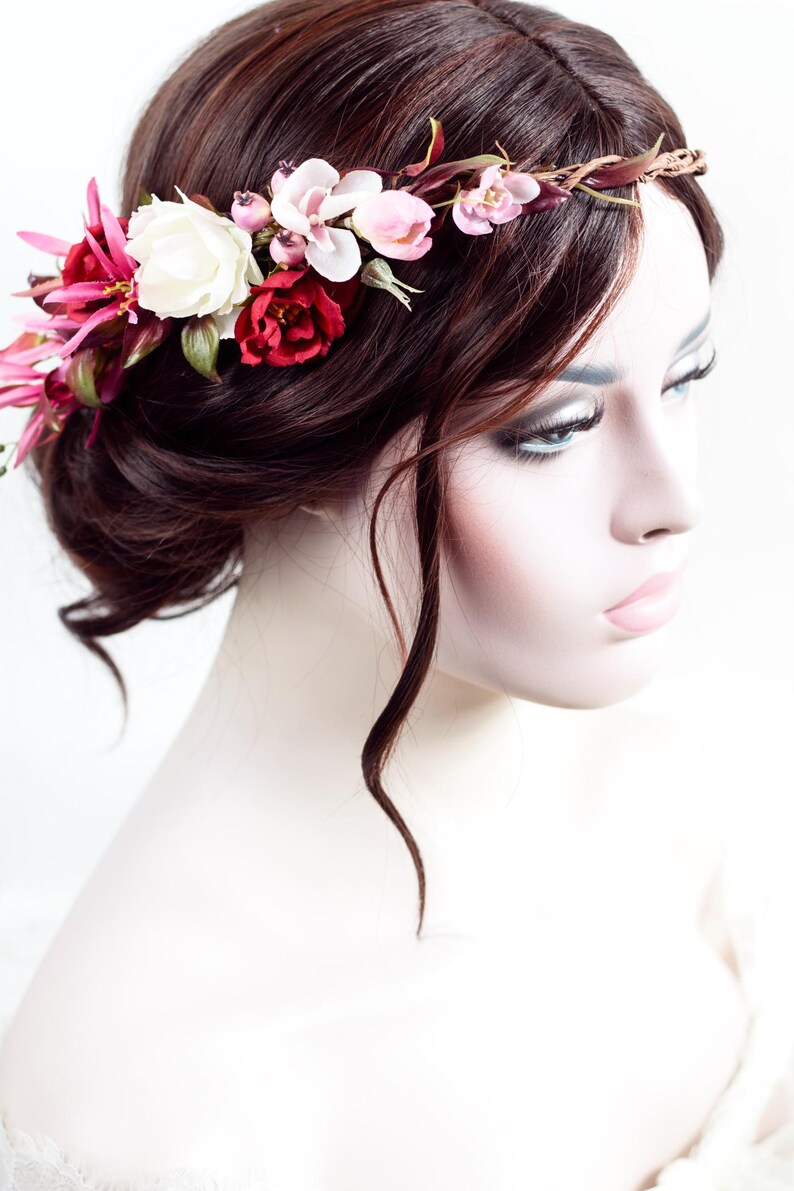 Boho Flower Crown, Bridal Headpiece, Floral Hair Piece, Wedding Hair Accessories, Boho Headband, Bridal Hair Flowers, Flower Headpiece image 15