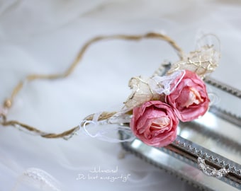 Rustic hair accessory bride . hair jewelry . Wedding Flower Crown Bridal Headpiece . bride fairy crown wedding elf wreath flower wreath hair
