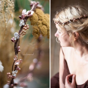 rustic fairy crown in rose gold Haarschmuck Braut Hochzeit Boho Haarschmuck Diadem bridal elfen hair crown wedding pearl headpieces Bild 1