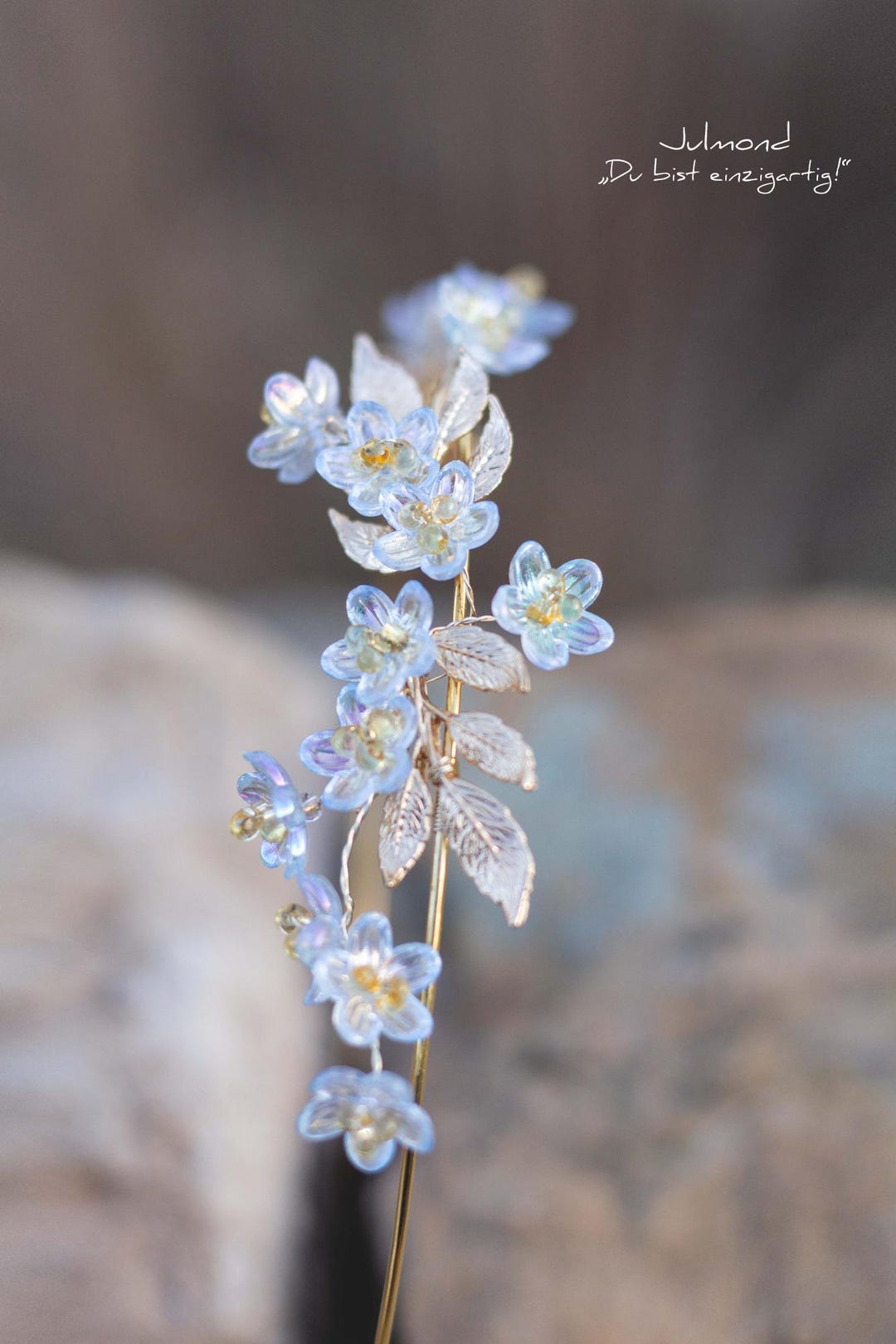 Blue and Golden Goddess Crown, Blue Flower Hair Crown  display picture 2