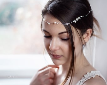 bridal pearl tiara wedding | bride hair band | bride tiara ivory | pearls headpiece | wedding hair jewelry | bridal pearl wreath hair crown