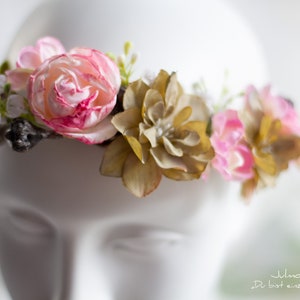 Romantischer Blumenkranz | Brautschmuck Haare | Blumen Haarkranz | Braut Blumen Haarschmuck | Hochzeit Haar Krone | Braut Elfen Krone