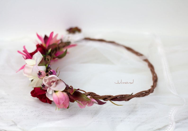 Haarschmuck Braut Blumenkranz Haare Elfenkrone Haarkranz Blumen Haarschmuck Blumen Brautkranz Haarkrone Boho Braut Haarband Blumen Bild 7