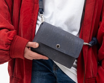 KITA H – Handmade Premium Cork Mini Bag | Casual Unisex Vegan Purse | Unique Sustainable Handbag | Gift For Her | Dark Gray Mini Bag