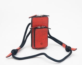 Skiddaw – Red Cork Phone Crossbody Bag | Handmade Vegan Purse | Sustainable Mini Handbag | Eco Friendly Gift for Her