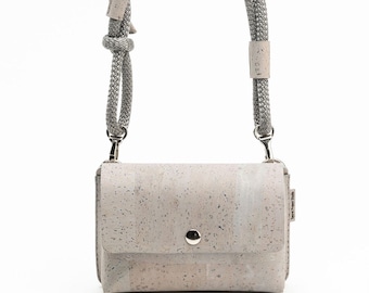 Kita H – Handmade Cork Phone Crossbody Bag | Gray Cork Vegan Purse | Sustainable Mini Handbag | Eco Friendly Unisex Gift