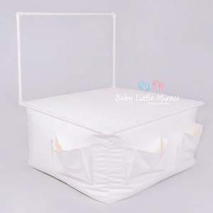 Puff de 90 x 90 x 50 cm (36 x 36 x 20 pulgadas) con bolsillos, soporte para puf, puf para fotógrafos, puf cuadrado, accesorio para fotos de recién nacidos, marco para puf