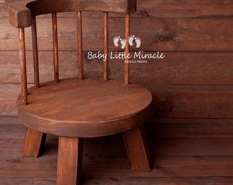 Wooden brown chair, wooden round chair, photo prop, smash cake session, rustic chair, vintage photo prop