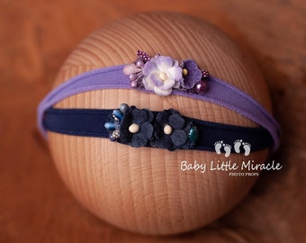 Baby headband, navy headband, denim headband, purple headband, headbands set, newborn headband, baby shower gift