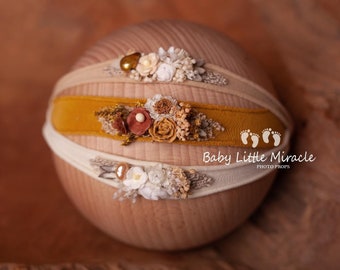 Boho headbands set, baby photo prop, baby headband, photo prop, newborn headband, newborn tieback, baby shower gift, beige headband