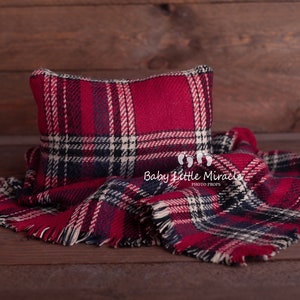 Claret checked pillow, Newborn posing pillow, Newborn photo prop, Photo prop, Newborn pillow, Photography prop, Baby shower, Rustic pillow