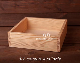 33x33 wooden box perfect for newborn photo sessions, available in 17 colours