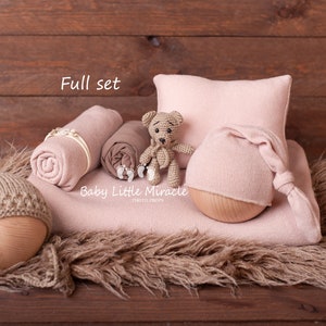 Beige newborn set, newborn photography, photo prop, newborn set, newborn photo prop, baby shower gift, photo prop, set with teddy