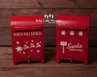 Santa's mailbox, Santa letters box, photo prop, Christmas box, Christmas metal letters box