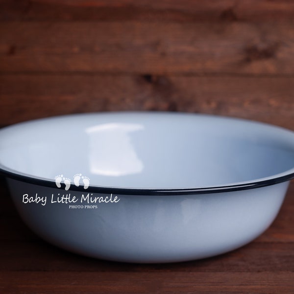 18inch diameter, Milkbath Bowl, Bowl, Newborn Photography, Photo Prop, Newborn bowl, Newborn photo prop, blue bowl, metal bowl, enamel bowl