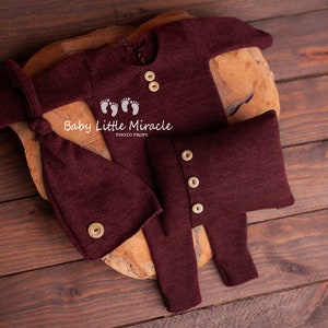 Newborn photo prop Christmas newborn set, claret newborn set, photo prop, Christmas romper, claret newborn romper, newborn photo pillow