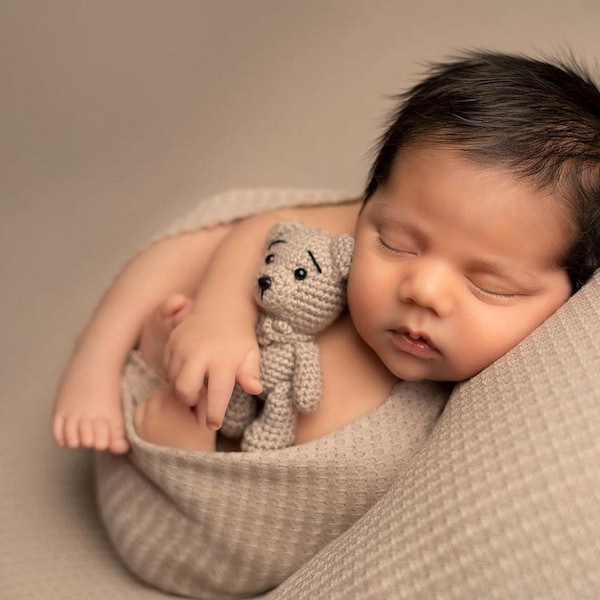 Neugeborenen Teddybär, Teddy Foto Requisite, Fotografie Requisite, Baby-Dusche-Geschenk, Teddybär gestrickt, Neugeborene Foto Requisite, kleine Teddy