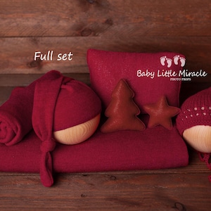 Newborn Christmas set, newborn photo props, newborn set, newborn photography, photo prop, claret newborn set, red newborn set