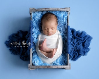 BLUE faux Fur, newborn photo props, basket filler, photography props, fabric, baby prop, basket stuffer, like flokati, alpaca, mongolian fur