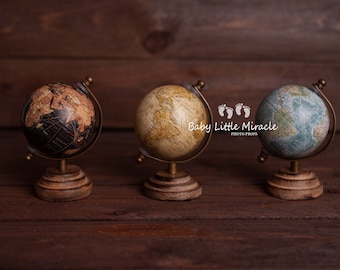 Little globe, Wooden globe, Globe photo prop, Small globe, Newborn photo prop, Baby photo prop, Vintage globe, gift for traveler