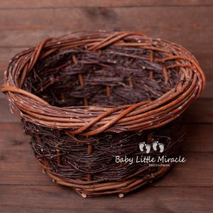 Newborn basket, twig basket, handmade basket, rustic basket for photography, vintage basket, natural basket, newborn wooden photo prop