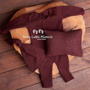 Newborn outfit set, newborn claret romper, newborn christmas set, newborn photo prop, newborn romper, newborn prop, photo prop, vintage