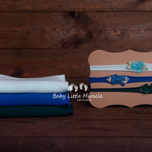 EXTRA long wrap and headband set, Skinny stretchy wrap, Newborn photo prop, Baby wrap, Photo prop, Prop, Newborn headband, Mint wrap