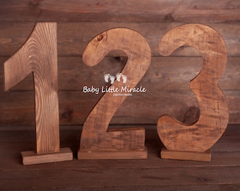 Números de madera grandes de 30 cm, accesorio para fotos de primer cumpleaños, número uno, para la tarta de cumpleaños, números 1, 2, 3, accesorio para fotos de cumpleaños, accesorio para fotos, fotos de bebés