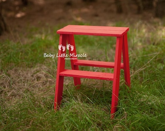 Christmas Wooden ladder, photo prop, Sitters prop, Wooden stool, Brown ladder, Little lader, Baby photography prop,brown ladder,rustic photo