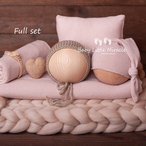 Newborn beige set, photo props set, newborn photography, photo prop, newborn set,newborn photo prop,beige newborn set,newborn beige backdrop