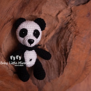 Newborn toy, Newborn panda bear, Teddy photo prop, Photography prop, Baby shower gift,  Knitted teddy bear, Newborn photo prop,  Small teddy