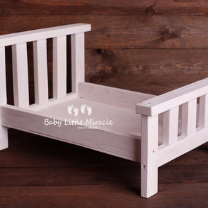 Rustic wooden bed, Newborn props, Handmade bed, photo prop, White bed, Vintage bed, Baby shower gift, vintage photo prop,Newborn photo prop