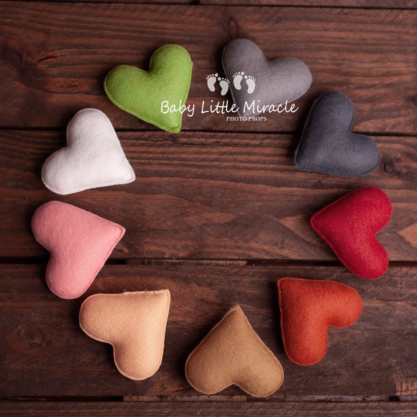 Photo prop, Newborn photo props, Newborn prop, Felt heart, hearts set, Hearts, Maternity gift, Maternity photo prop, Baby shower gift